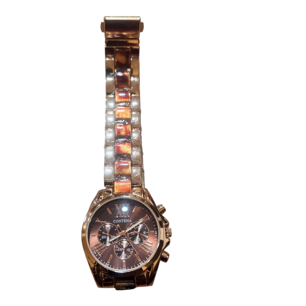 Contena Btown & Gold Watch. Links are Gold & Brown